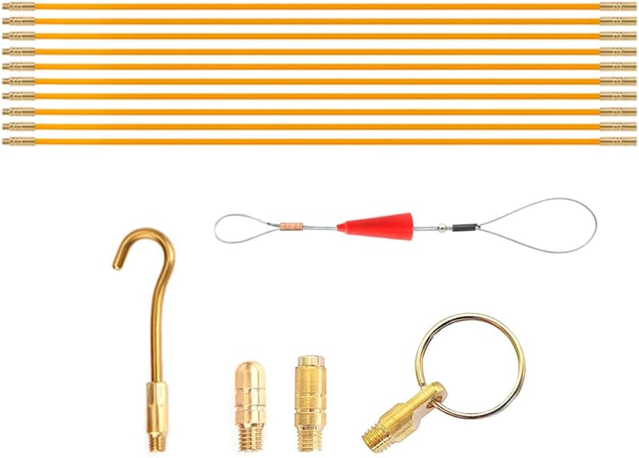 13' Fiberglass Fish Tape Wire Puller Flexible Puller Electrical Fish Rod to Fish Wire Through Wall, Pull/Push Pole for Cable Fishing Tools