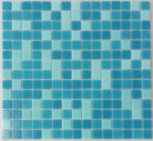 Mosaico de piscina acción azul azul claro mezcla papel pegado MOS52-0402