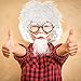 WILLBOND Scientist Wig Set, Includes Nerd Glasses, Fake Mustache Eyebrows (Scientist Set) Medium