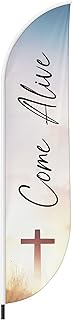 Church Feather Flag(11.5feetX2.5feet) by DreamController | Outdoor Business Advertising Tall Flag | Weather-Resistant Knitted Swooper Flag | Made in USA | HD Print (Flag Only)