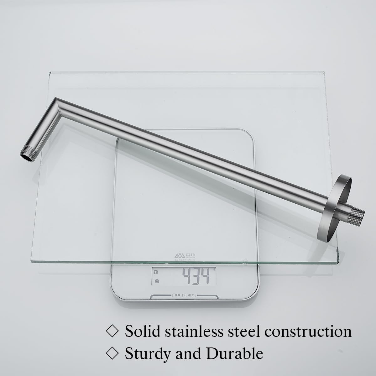 RANDOM 16 Inch Brushed Nickel Shower Arm with Flange,Stainless Steel 90 Degree Rain Shower Head Extension Arm.RD91078-16BN