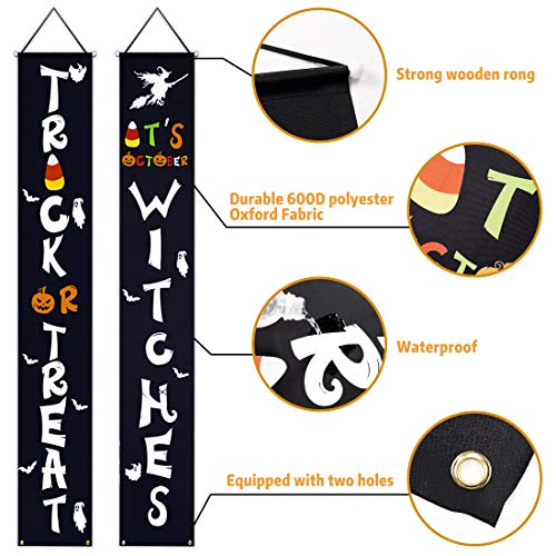 DMIGHT Halloween Decorations Outdoor,Trick or Treat & It's October Witches Halloween Signs for Front Door or Indoor Home Decor,Durable Halloween Outside Decorations. - Thumbnail 4