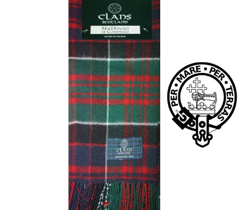 MacDonald of Clanranald Modern Tartan Clan Scarf 100% Soft Lambswool