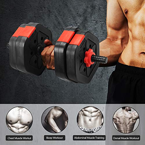 ZENOVA Dumbbells, Adjustable Weight Sets 33 Lbs, Gym Workout Exercise Weight Set with Connecting Rod,Lifting Dumbbells Used As Barbell for Man Woman Gym Workouts (33)