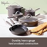Ayesha Curry Kitchenware Professional Hard Anodized Nonstick Cookware Pots and Pans Set, 10 Piece, Charcoal - Image 4
