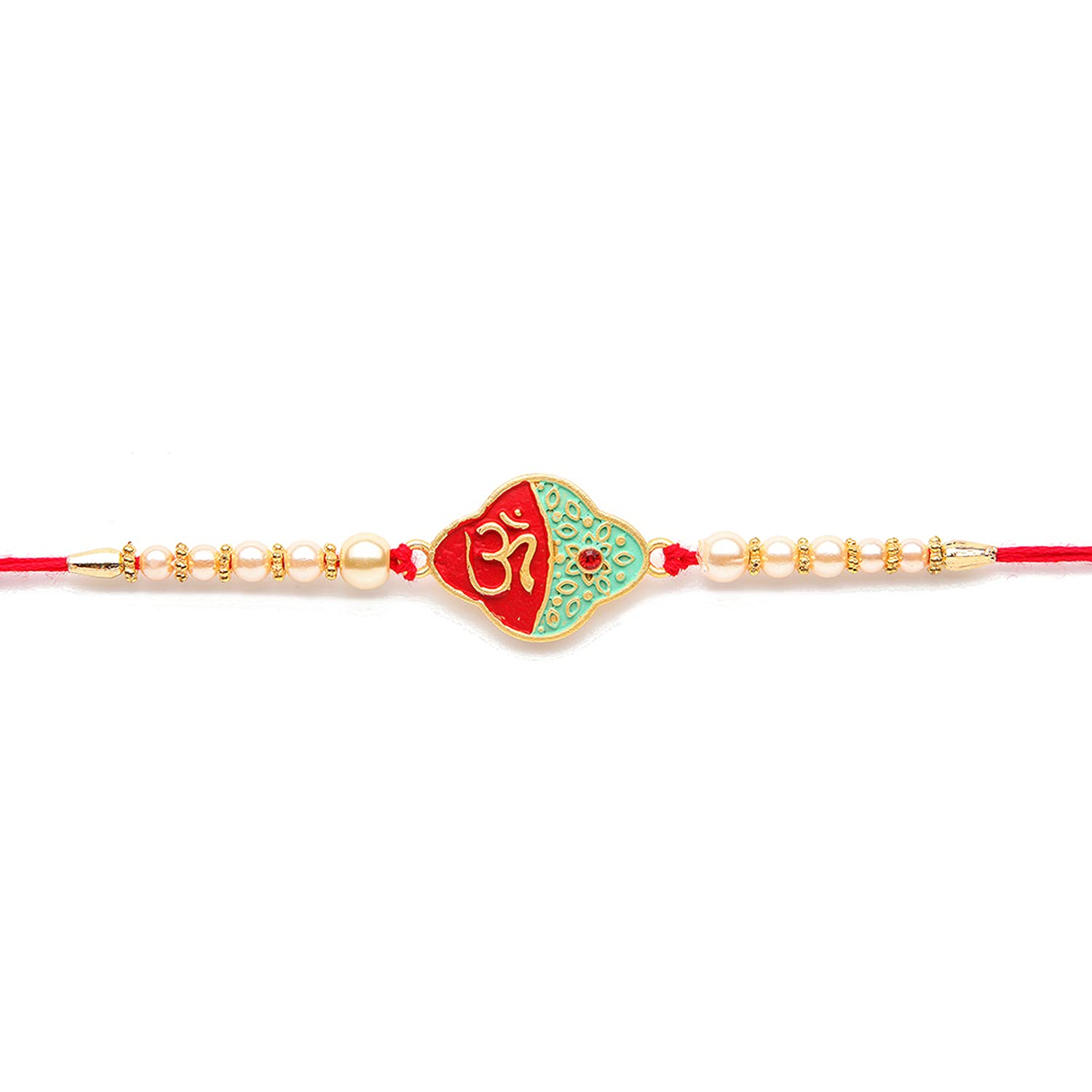 Kord Store 'Om' Design Mint Mina Thread Moti Gold Finish Rakhi Set Of 1 For Brother