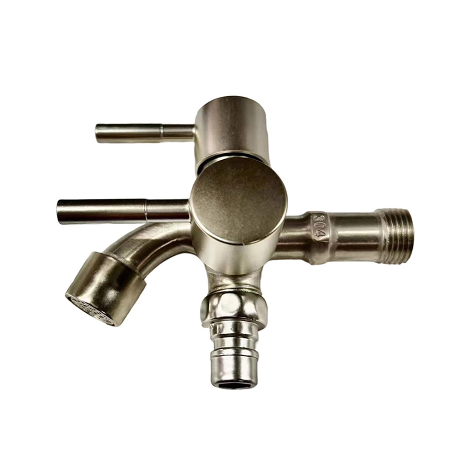 Multifunction Double-Outlet Washing Machine Faucet 304 Stainless Steel Faucet One Into Two Out Outdoor Garden Sink Pool Faucet(A2)