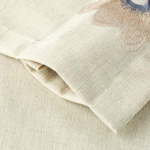 Vogol Valances For Windows, Pink Floral Embroidered Beige Textured Window Valances For Living Room Pocket Valance Curtains, 52''X18'', One Piece #TOP2