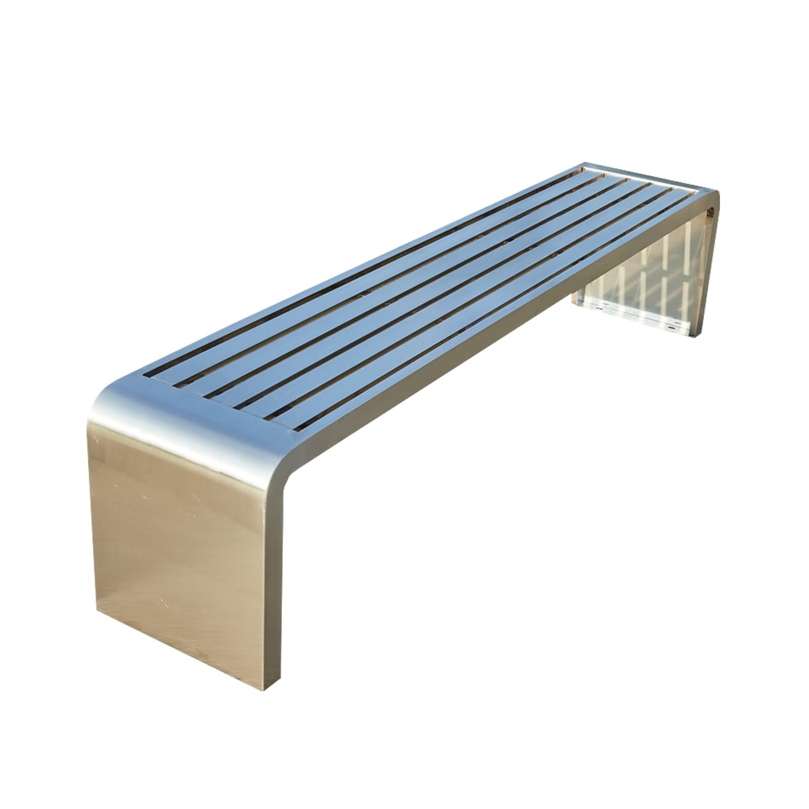 Edelstahl Gartenbank, Wetterfeste Parkbank mit 400kg Belastbarkeit, Metallbank für Terrasse Garten Öffentliche Bereiche Gewerblich Privat(150cm)