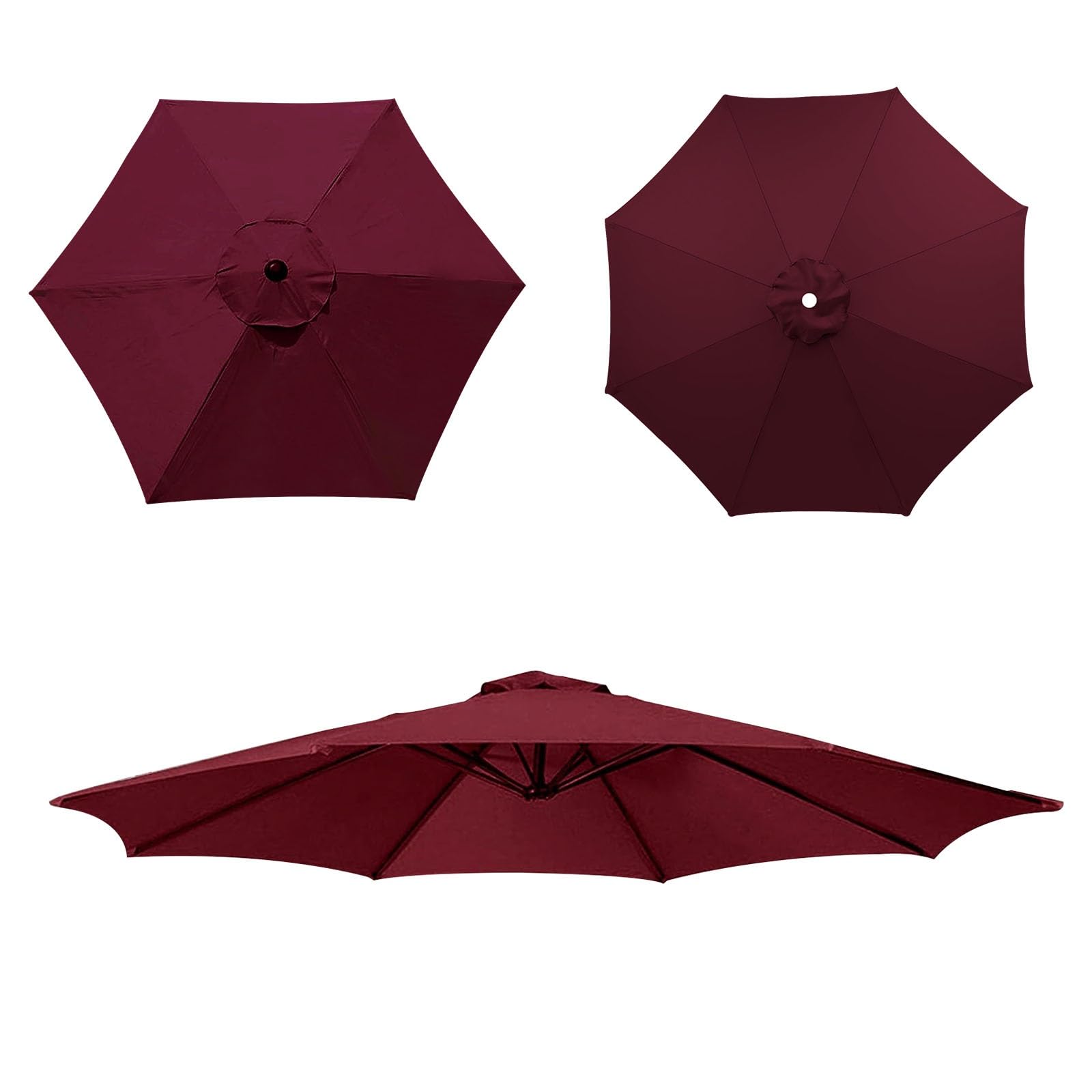 Replacement Parasol Cloth, Market Table Umbrella Canopy, Umbrella Canopy, waterproof, Umbrella Replacement Cloth, Replacement Parasol Fabric cover for Garden Umbrella(Burgundy,8ribs:2.7m/8.8ft)