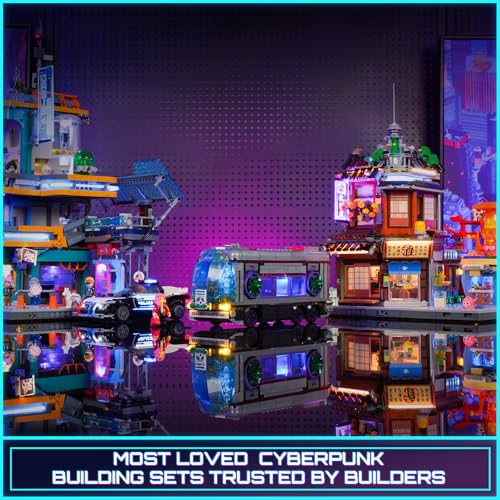 Lumibricks Cyberpunk Future-Bus Lighting-Building-Bricks Set - Cyberpunk City Future Vehicle Collection LED Light 2in1 Car Model Display Set 605 Pcs for Adults and Sci-fi Lovers - image 8