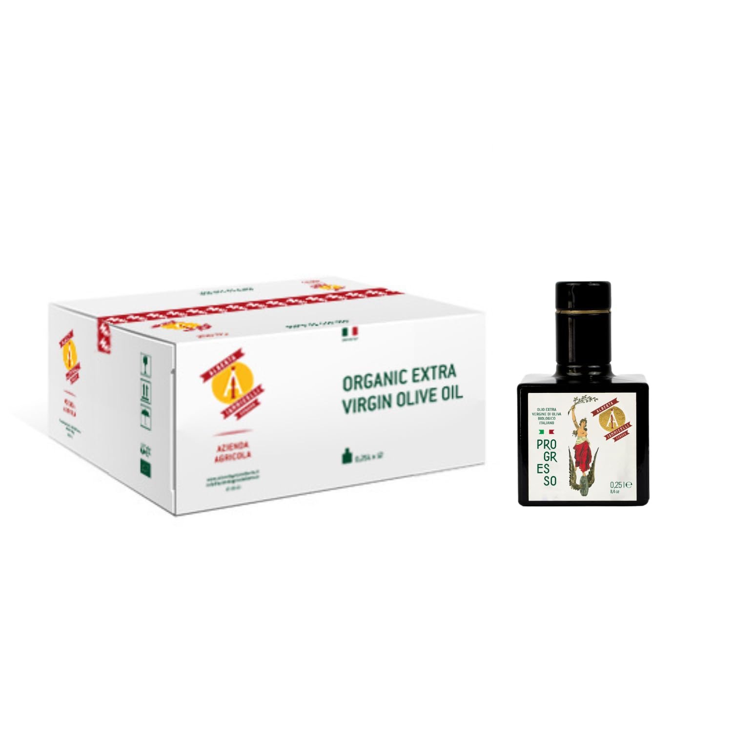 Sopraffino di Ceraso - Aceite Extra Virgen de Oliva Orgánico - 100% Italiano - Alberta Iannicelli Azienda Agricola (250 ml x 12)