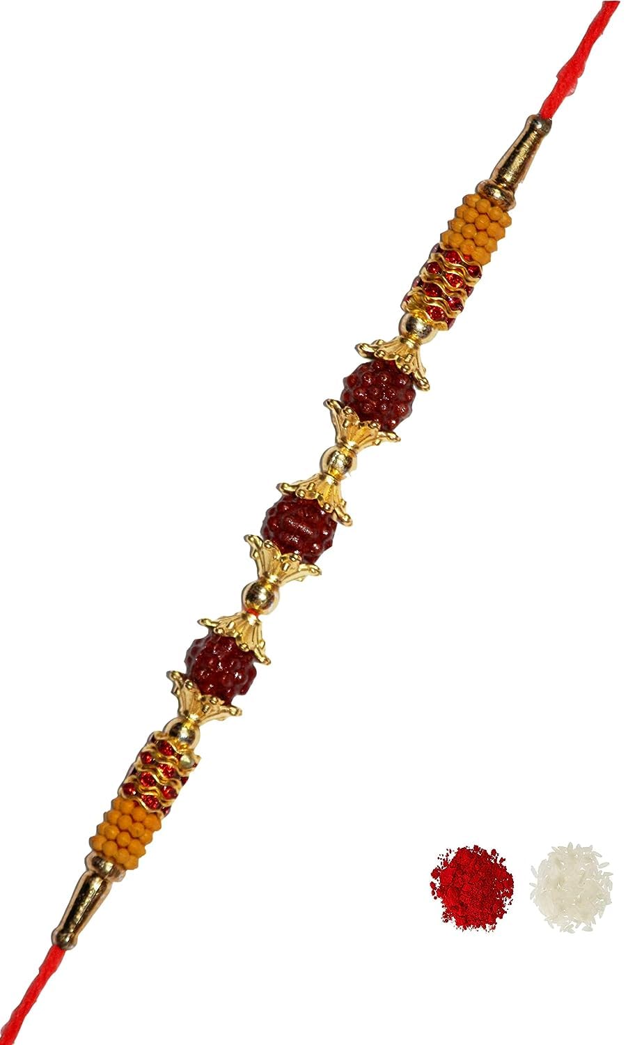 Nemi Enterprises Rudraksh Pearl Red Daimond Ring Rakhi For Brother | Sister | Family With Roli Chawal(NE 254) (B0CFB33Q2B) Amazon Price History, Amazon Price Tracker