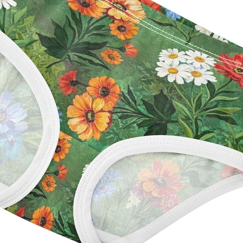Girls Underwear Toddlers 2t Cotton Panties for Girl Artistic Undies Kids Briefs Vibrant Colorful Floral Orange Blue4