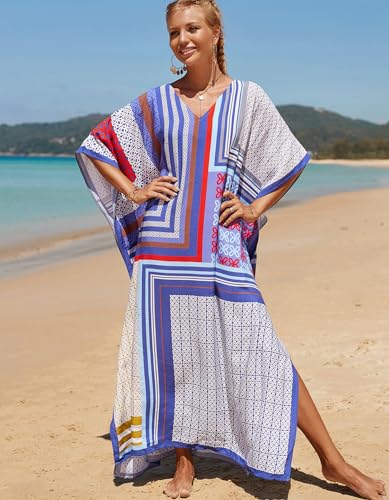 Image of NFVNKJ Women's Plus Size Beach Lounge Kaftan Maxi Dress Swimsuit Coverup for Women