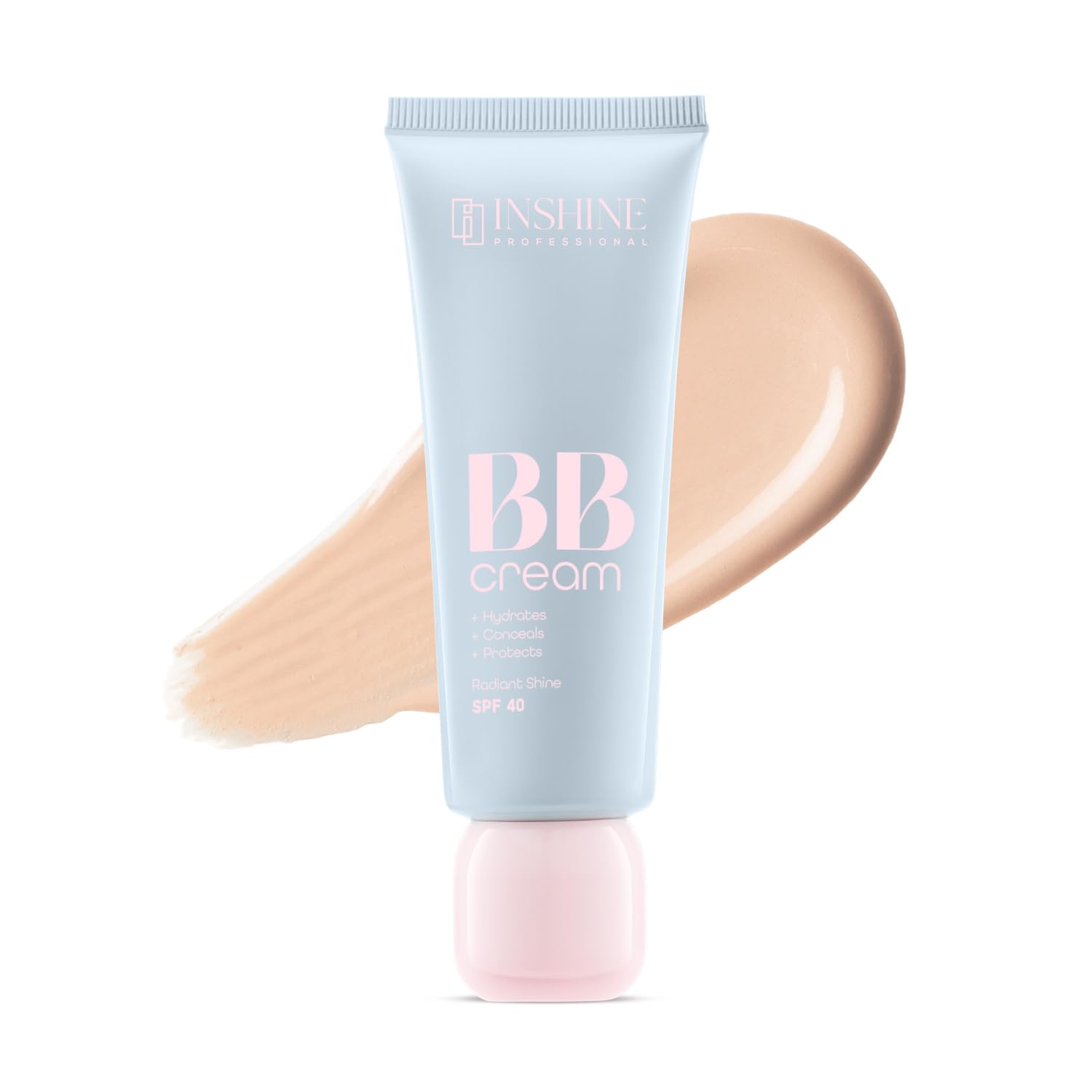 INSHINE Radiant Glow BB Cream SPF 40 for All Skin Types | Lightweight & Comfortable for Daily Use | Instantly Hydrates, Covers Spots & Protects from Sun, 50ml (801 LIGHT BEIGE)