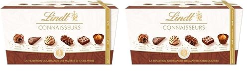 Lindt - Boîte de Chocolats CONNAISSEURS - Assortiment de Pralinés et Gianduja, 183g (Lot de 2)
