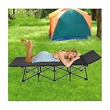 HUFIREHU Lettino da Campeggio Lettini da Spiaggia Pieghevoli Portatili Materasso Pieghevole Singolo Brandina Pieghevole Adatto per Il Campeggio E Il Pisolino(Black,178 * 67CM_Regular)