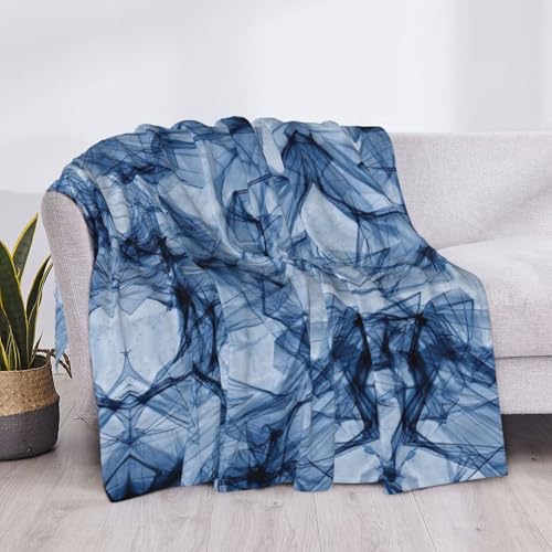 Couverture lit microfibre de qualité supérieure bleu EdWal marbre