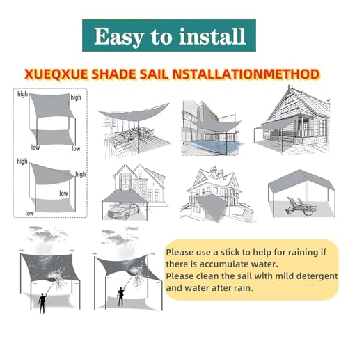 Voile d'ombrage rectangulaire 2x3,5m imperméable gris clair - 8