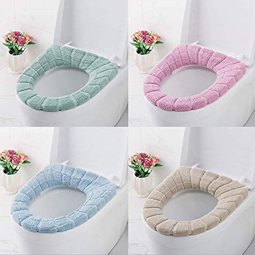 Guador WC-Sitzwärmer, 4 Stück Toilettensitzbezug Waschbar WC-Sitzbezug Badezimmer Toilet Seat Cover Kürbisform Wärmer WC Sitzbezüge Eingebauten Kunststoffring Heraus WC Zubehör(Vier Farben) – Bild 7
