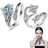 IWIDYA 2er Pack Anillo Nudo de Bruja Ajustable – Anillo Celta de Plata Vintage, Joya Simbólica de Protección para Mujer
