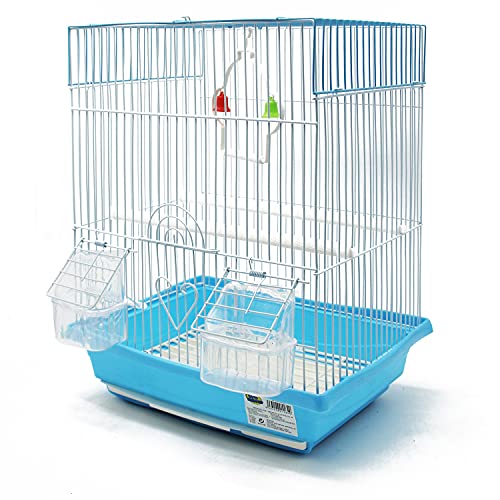 BPS Vogelkäfig für Wellensittiche, Kanarienvogel, mit Futternapf, Tränke, Springhaken, Sitzstange zum Ausruhen, zufällige Farbauswahl, 30 x 23 x 39 cm, BPS-1185