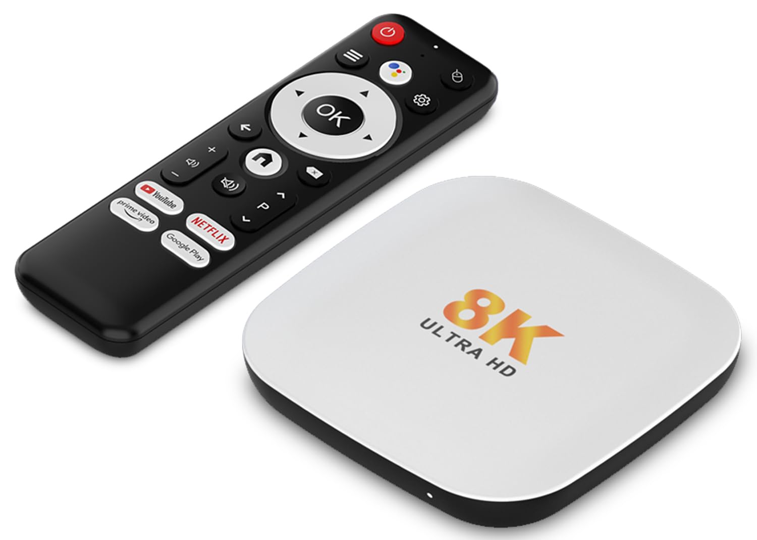 LEFFOT Android 14.0 TV Box 2025, M2 Plus 4K UHD Smart TV-Box, 4GB RAM 32GB ROM, Soporte para el Control de Voz del Asistente de Google, 2.4G y 5G WiFi 6, BT 5.4, HDR10, Rockchip RK3528 Quad-Core A53