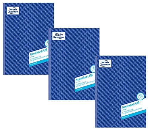 AVERY Zweckform 426 Kassenbuch (A4, nach Steuerschiene 300, 100 Blatt) weiß (3er Pack / A4 100 Blatt)