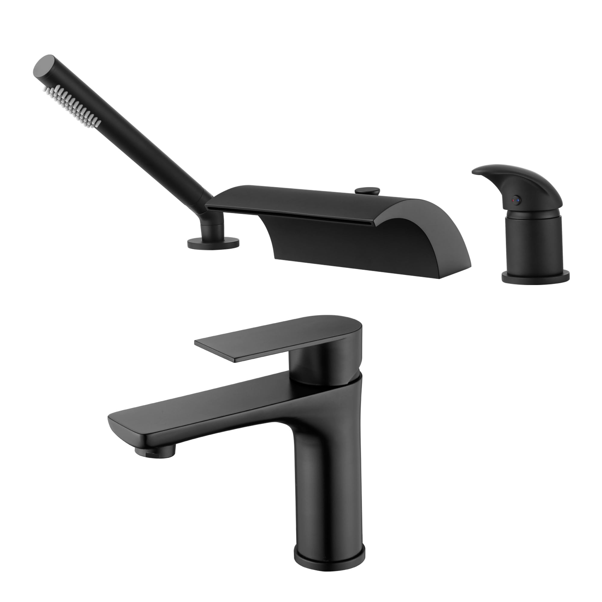 Hcfyauis Black Bathroom Sink Faucet S1425-Mb+Roman Tub Faucet S2138dw