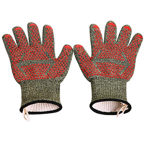 Preisvergleich Produktbild Hochtemperaturbeständige Handschuhe, feuerhemmend, feuerfest, geschnitten, Verbrühschutz, Wärmedämmung, Grill im Freien, Mikrowelle, Mikrowelle