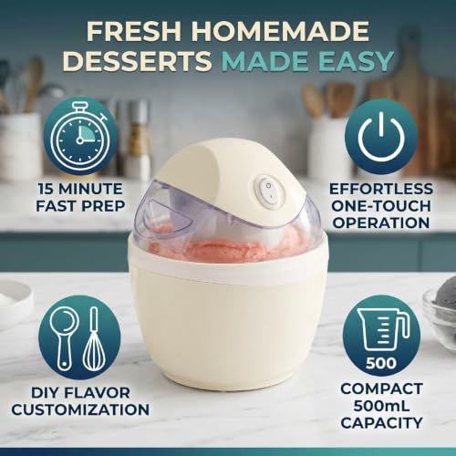 Máquina de helados casera Denash de 500 ml eléctrica con un botón 3