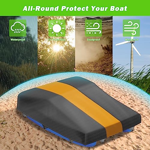 Covervin Land Pedal Boat Cover,600D Waterproof Pedal Boat Mooring Cover Fit For 2-4 Person Pedal Boat Pelican Boat All Weather Waterproof Dustproof Uv Protection(Gray And Orang). #TOP4