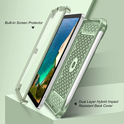 Coque iPad Mini 7/6 Fintie robuste antichoc verte avec anneau de rotation 360 - 5