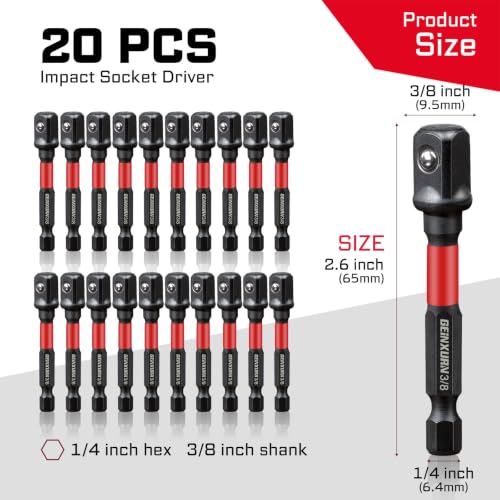Image of Geinxurn 20PCS 1 /4 to 3 /8 Impact Adapter Set