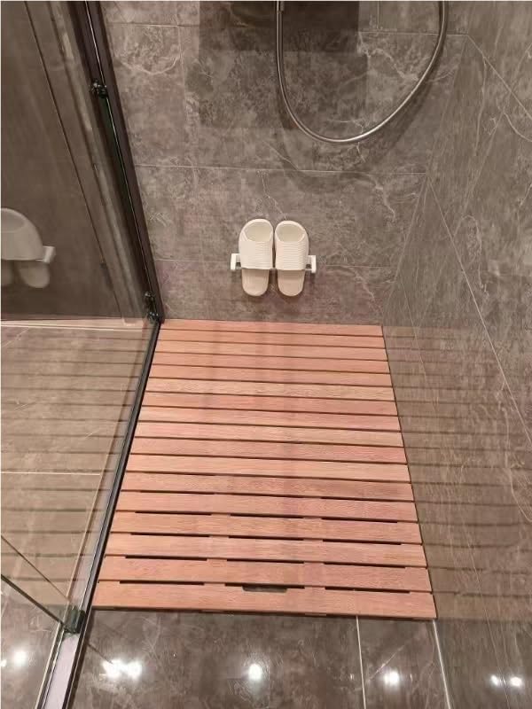 Natural Teak Wood Shower Bath Mat, Customizable Non Slip Wooden Shower Mat for Inside Shower,Wood Bathtub Mat for Spa, Sauna, Pool and Hot Tub, Indoor and Outdoor Use(26x44in(66x112cm))