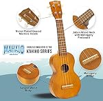 Mahalo Ukuleles Kahiko Series Soprano Learn 2 Play Ukulele Transparent Wood with Accessory Pack, Brown