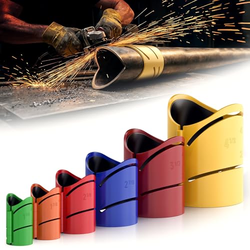 Pipe Saddle Template, Metal Pipe Cutting Guide Kit, Magnetic Pipe Saddle Cutting Guide Coping Notching Jig 6-Pack: 1-5/8", 1-7/8", 2-3/8", 2-7/8", 3-1/2", 4-1/2" Cross｜Saddle Cut at 22.5°, 45°, 90°