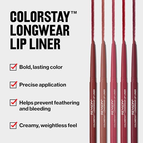 Revlon Colorstay Lip Liner Makeup with Built-in-Sharpener, Longwear Rich Medium Brown-Nude Shade, Smooth Application, 630 Nude, 0.01 oz - Image 5