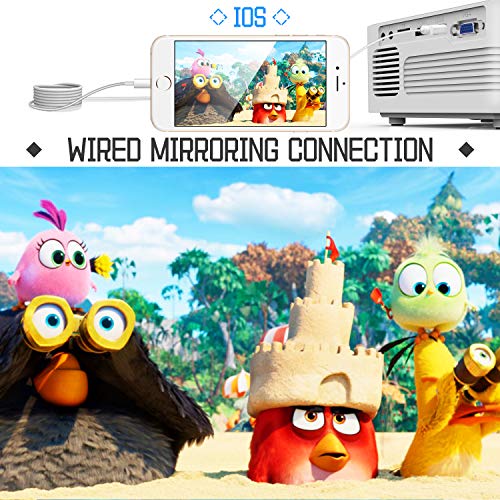 QKK Upgraded 4500Lumens WiFi Projector, Full HD 1080P Supported Mini Projector [Tripod Included], Synchronize Smartphone Screen by WiFi/USB Cable, Phone/HDMI/AV/USB/TF/Sound Bar/TV Stick Supported