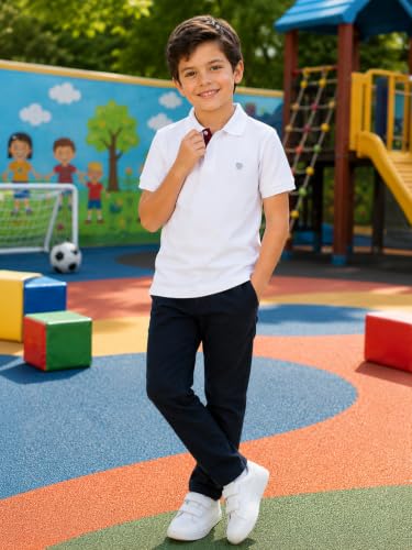 Image of Lux Cozi Boy's Polycotton Polo T-Shirt | Solid Collared Half Sleeve Tee for Kids | Soft Breathable Summer Wear | Casual Smart Polo T-Shirt | 3-14 Years