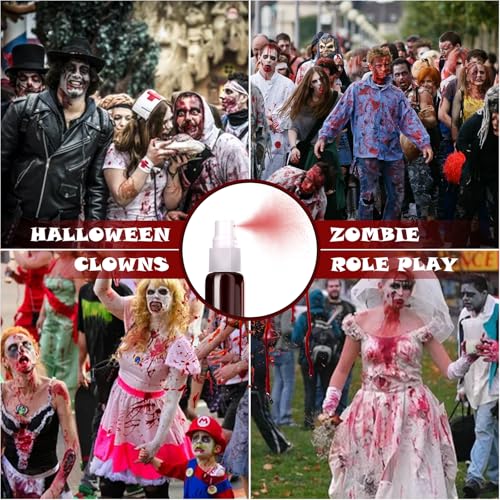 Morzejar Maquiagem de Halloween de Vampiro de Sangue Falso, Spray de Sangue Falso para Roupas, Pintu