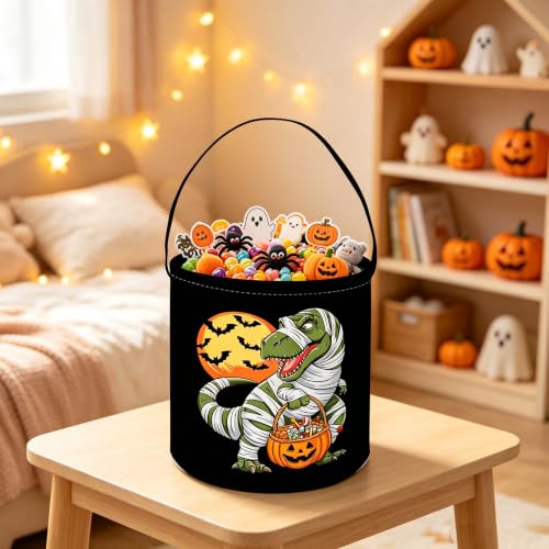 Image of ESSME Dinosaur Basket,Halloween Basket for Dinosaurs Baskets,Gifts Bins,Book Bins Empty.(Halloween Dinosaur)