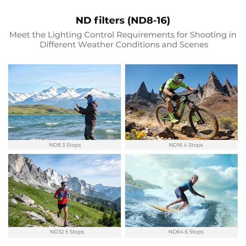 Image of K&F CONCEPT Snap On ND Filter Kit Compatible with DJI Osmo Action 6, 4 Pack ND8 ND16 ND32 ND64 Light Reduction Neutral Density Filters HD Optical Glass /Multi-Coated Action Camera Accessories