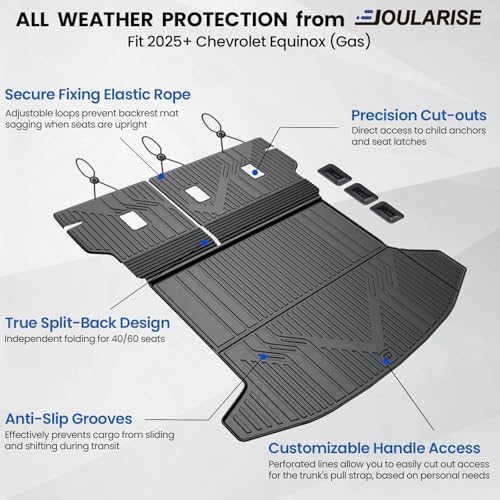 Image of Cargo Mat with Backrest Mat for 2025-2026 Chevy Equinox(Only Gas) /GMC Terrain, All Weather TPE Trunk Cargo Mat Car Accessories for Chevrolet Equinox
