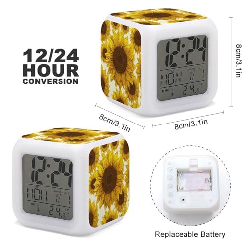 Réveil numérique LED Tournesol compact pour table de chevet - 3