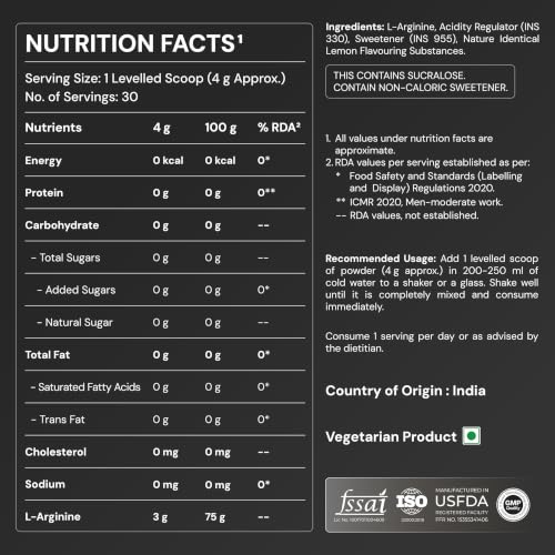 Nutrabay Gold L-Arginine Powder 120g Lemon - Image 7
