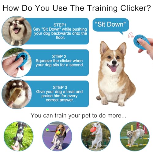 4 Stück Hunde Clicker, Clicker Katze, Clickertraining Hund, Klicker mit Großem Knopf, Klicker Hundeerziehung mit Handschlaufe, für Hundetraining Hundeerziehung Auch für Katzen Pferde