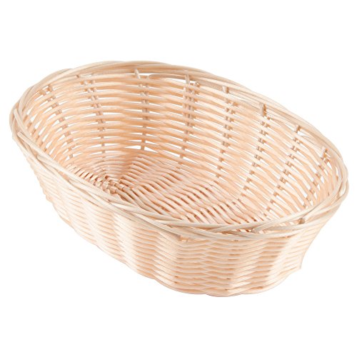 Natural Oval Cracker Poly Woven Basket, 9.5 Inch x 6.25 Inch x 3 Inch