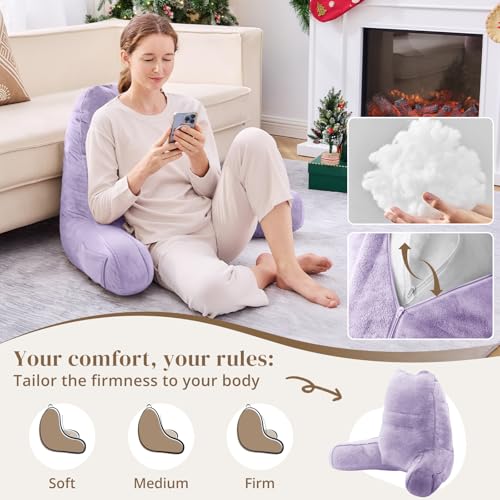 Image of Sasttie Reading Pillow for Bed, Back Pillow for Sitting Up, Lavender